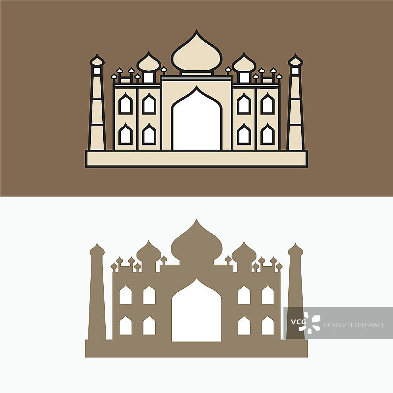 泰姬陵线条轮廓图片素材