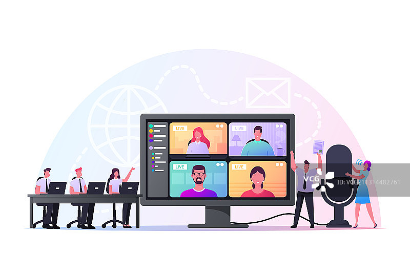 商务人物迷你员工视频讲话图片素材