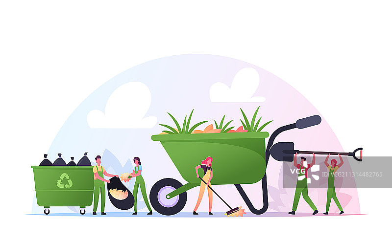 志愿者清理垃圾植树图片素材