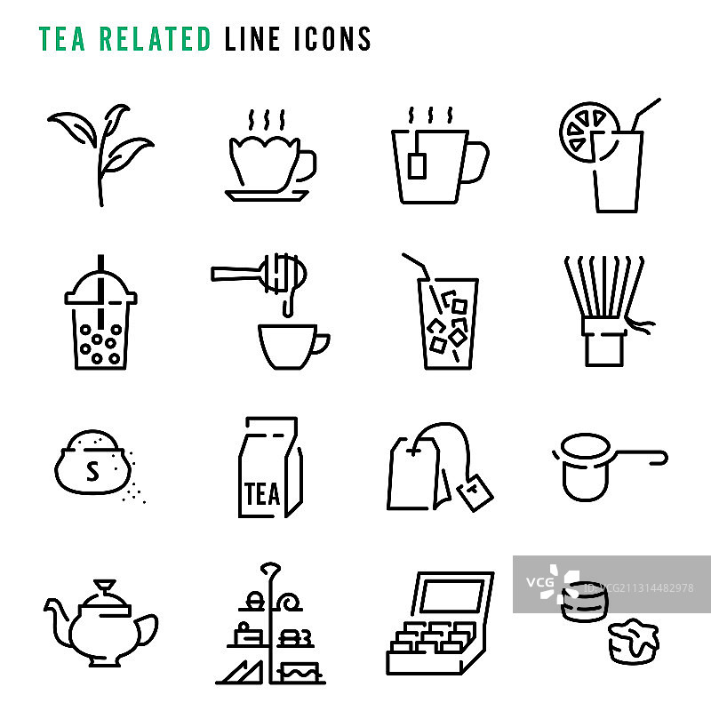 与茶相关的线条图标图片素材
