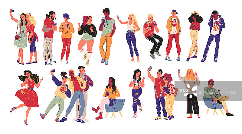 时尚青少年群体人像图片素材