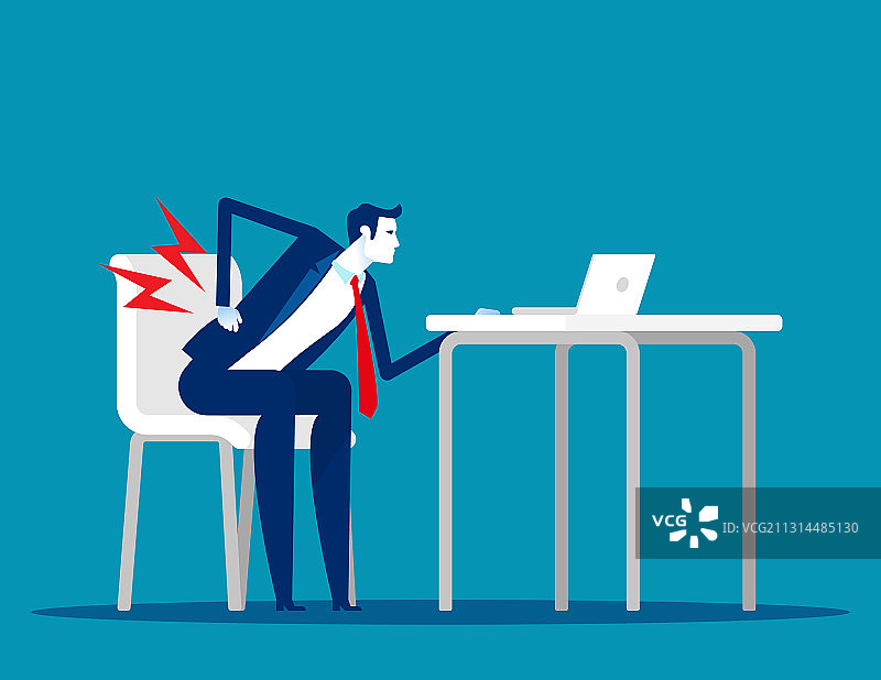 因坐姿不当而背痛的商人图片素材