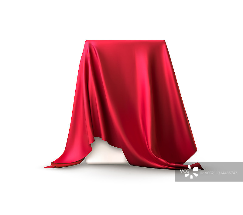 红色丝绸覆盖的逼真盒子图片素材