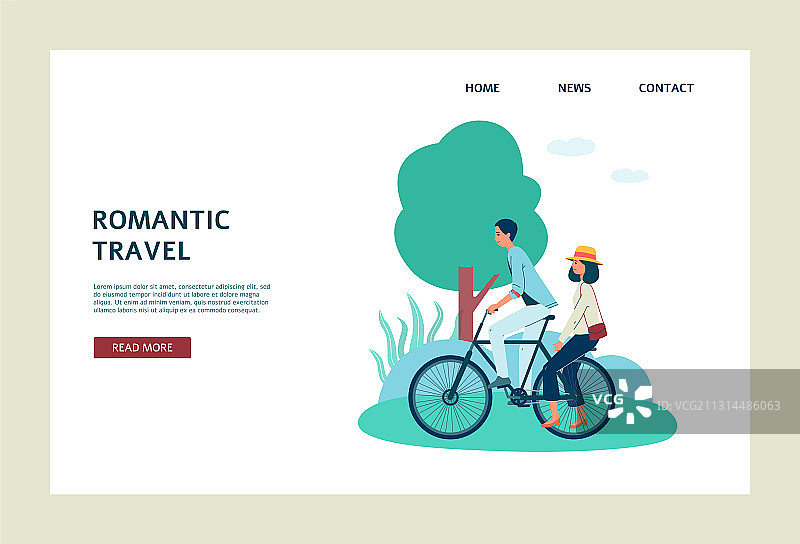 浪漫旅行banner：快乐情侣骑行图片素材
