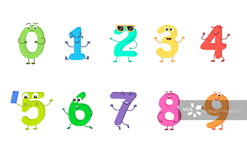 数字构成的有趣卡通人物组合图片素材