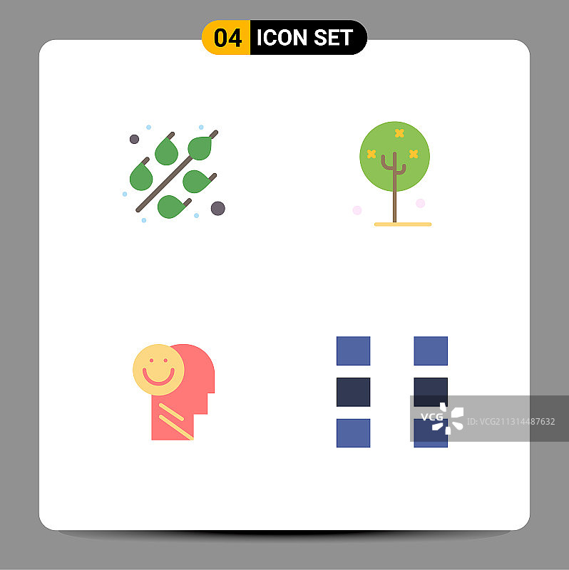 4个通用的平面图标设置为网络和移动图片素材