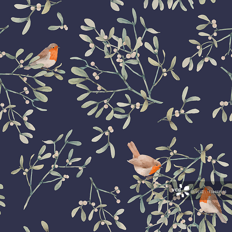 美丽无缝图案与水彩图片素材