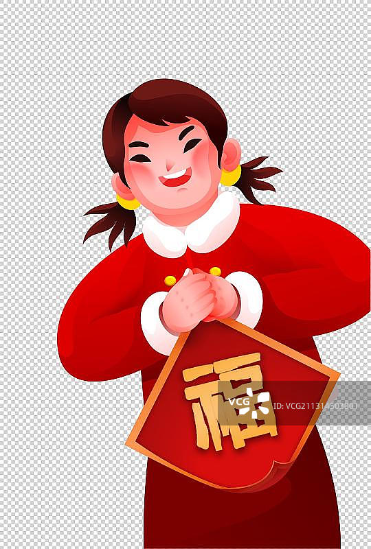 视频-拜年-女孩-福字图片素材