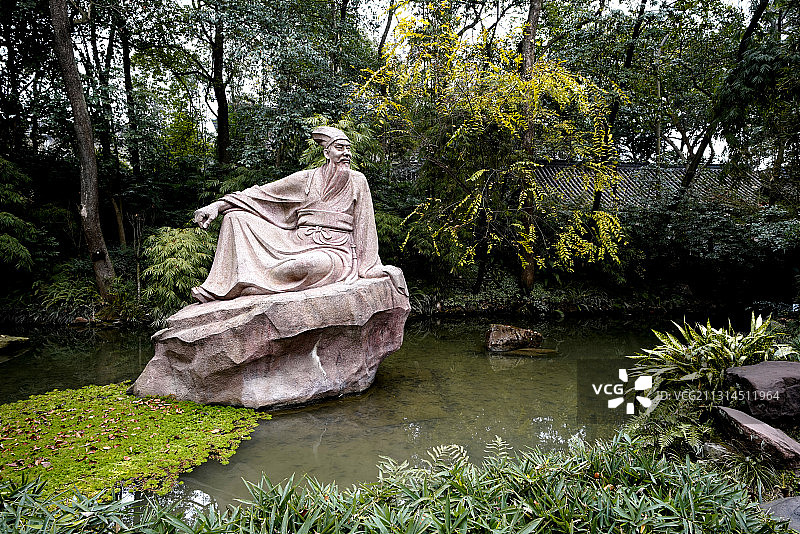 四川眉山三苏祠苏轼塑像图片素材