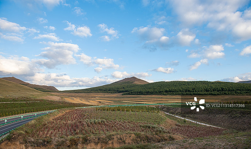 河北省张家口市张北草原天路及森林和草原秋季户外风光图片素材