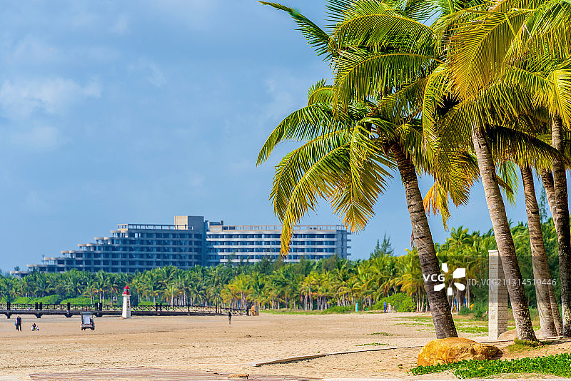 中国海南省文昌市清澜高隆湾海滩图片素材