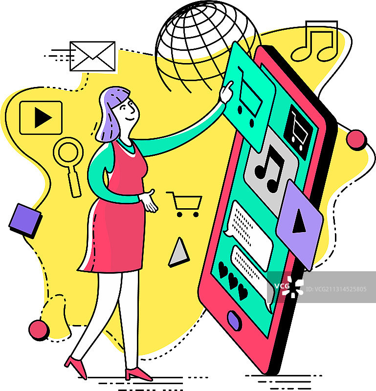 IT互联网轮廓插画06图片素材