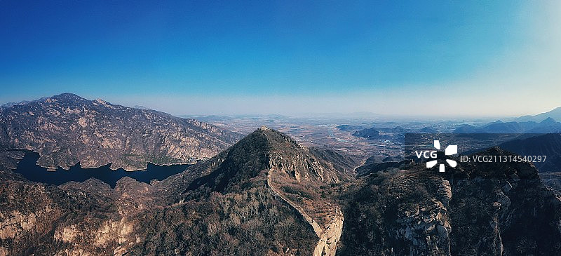 全景航拍青龙峡与河防口长城断崖图片素材