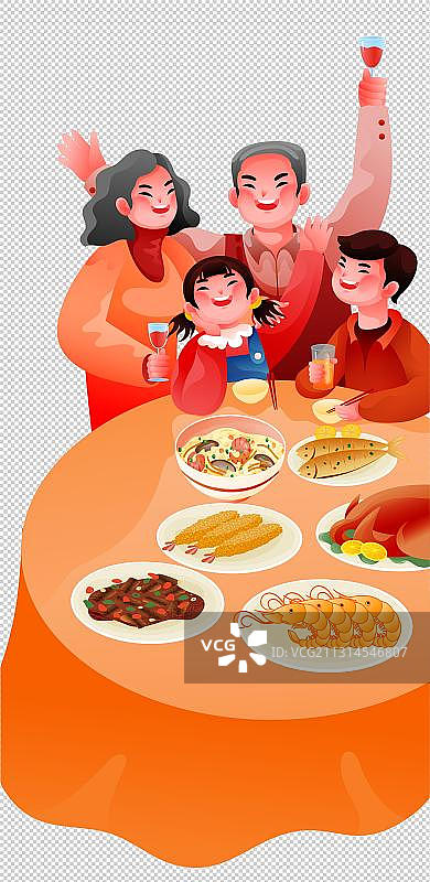 视频-聚餐-云过年-祖孙图片素材