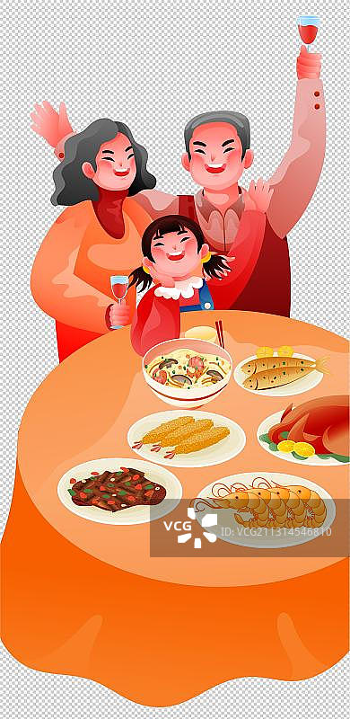 视频-聚餐-云过年-祖孙图片素材