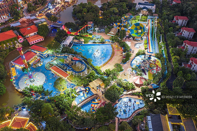 广东河源客天下水世界航拍图片素材