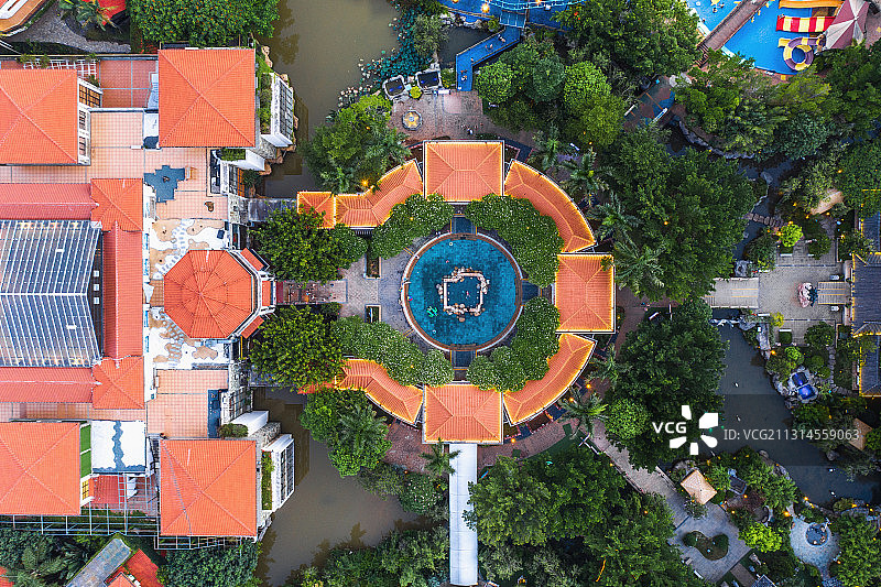 广东河源客天下水世界温泉区航拍图片素材