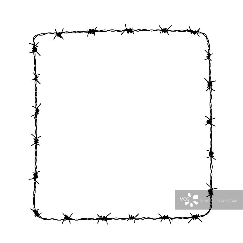 带刺铁丝网轮廓方形框架图片素材
