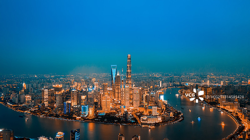 航拍上海夜景图片素材