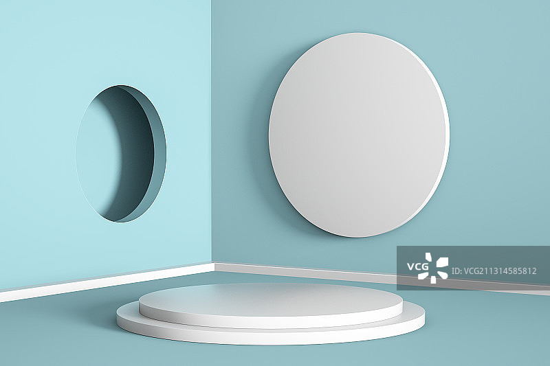 圆形舞台和室内空间，三维图形图片素材