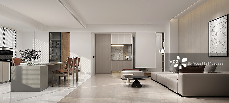 现代高档住宅客餐厅图片素材