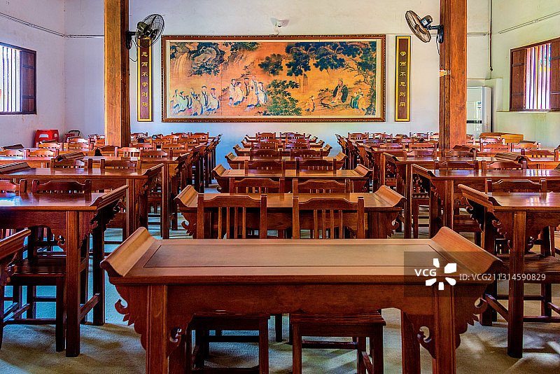 中国海南省文昌市孔庙的中式教室图片素材