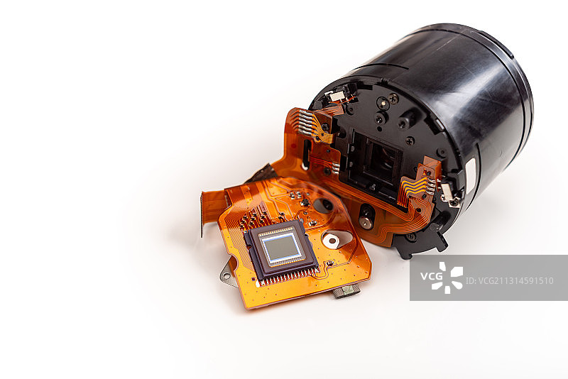 照相机感光器和镜头及电路板图片素材