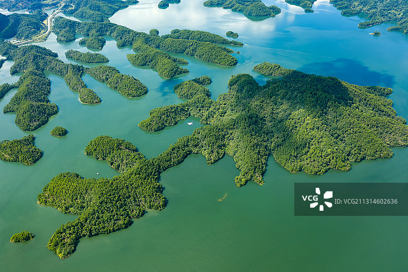 航拍浙江淳安千岛湖景区图片素材