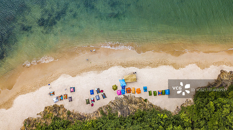 惠州小辣甲岛露营航拍图片素材