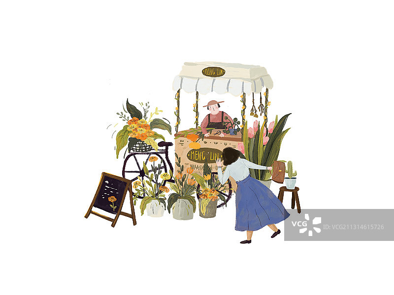 鲜花和女孩图片素材