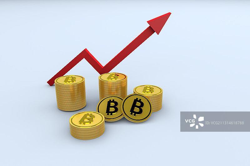 比特币,3D渲染图图片素材