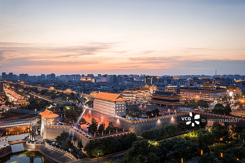 西安城墙永宁门航拍图片素材