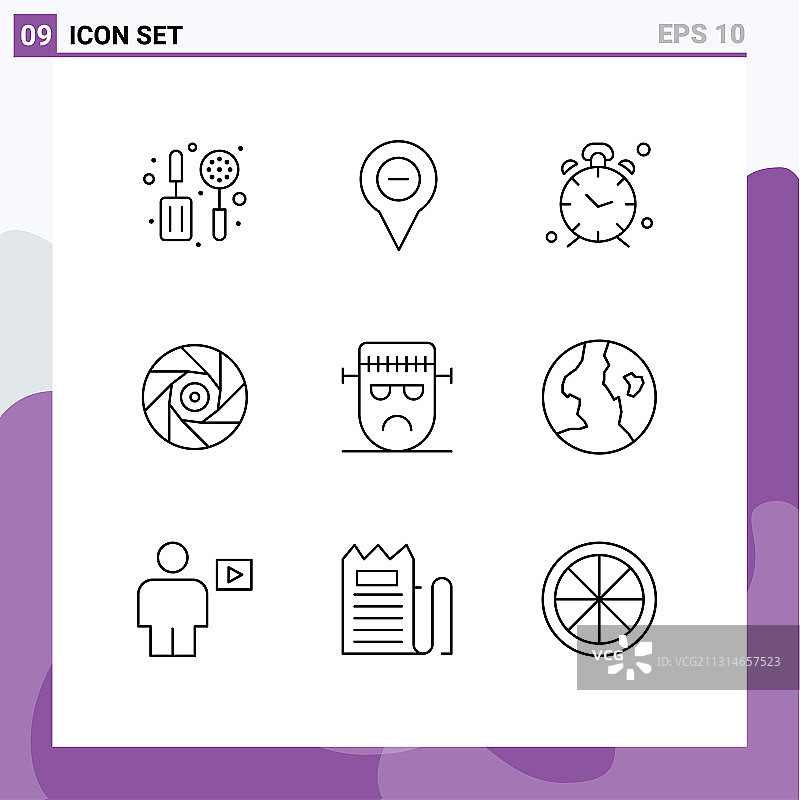 9个通用轮廓标志符号：卡通图片素材