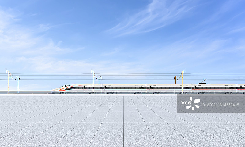 高速列车与空旷的广场图片素材