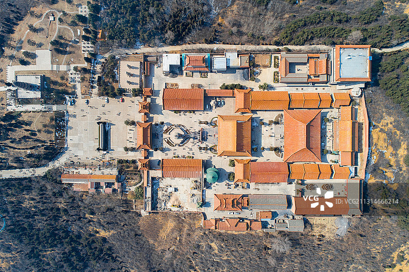山西省晋城市旅游景点白马禅寺航拍高视角图片素材