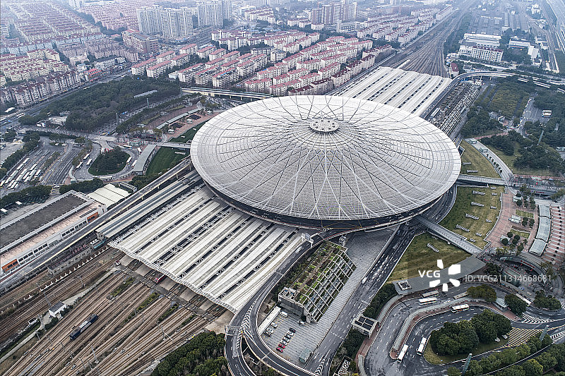 航拍上海南站图片素材