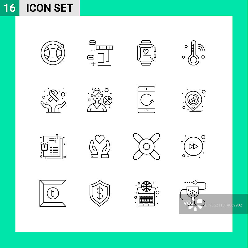 16个通用轮廓标志符号：世界日图片素材