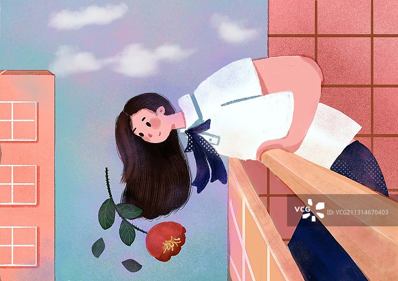 花与女孩图片素材