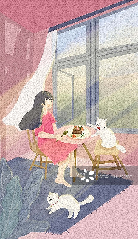 女生下午茶插画图片素材