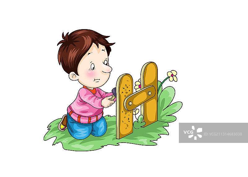 儿童插画（钉钉子1）图片素材