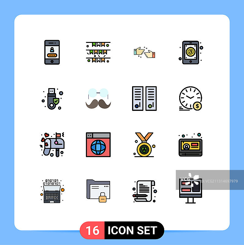 16个通用平色填充线标志符号图片素材