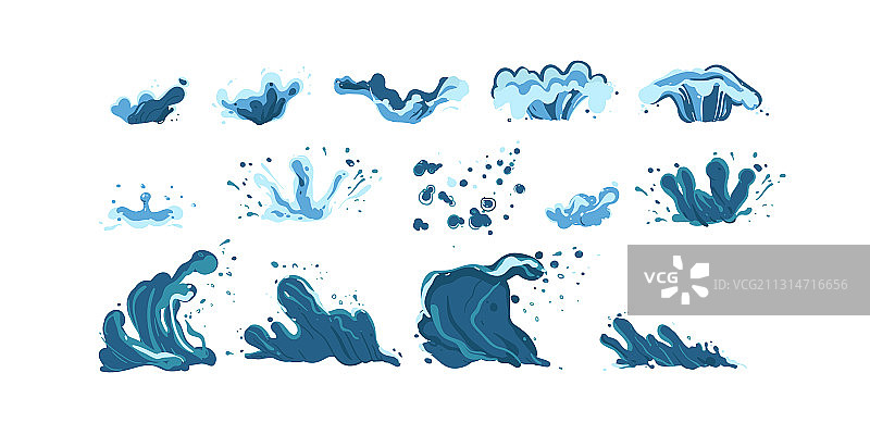 手绘水花飞溅素材白色背景图片素材
