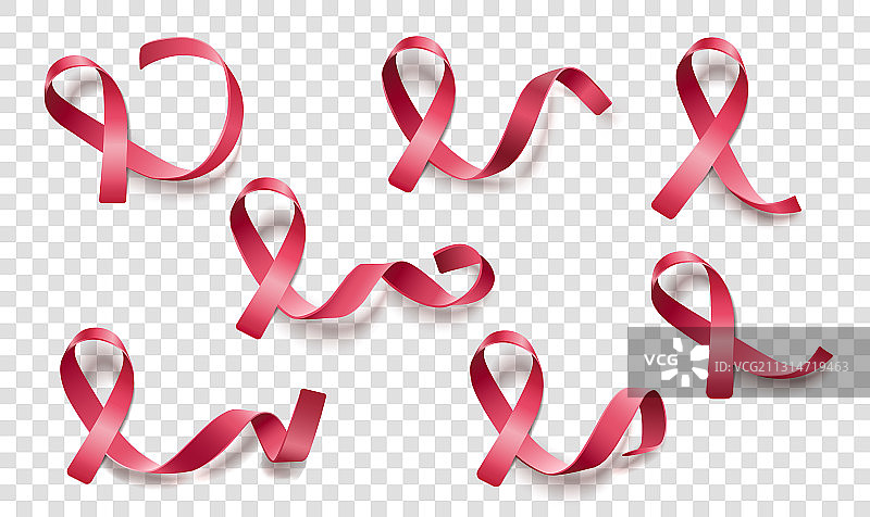 粉色卷曲丝带和圆环套装图片素材