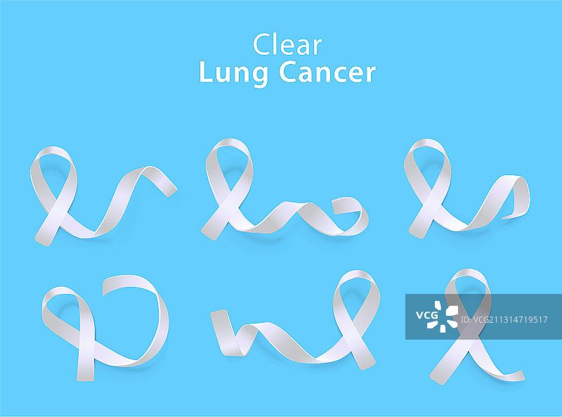 清晰的白色卷曲丝带和环合集图片素材