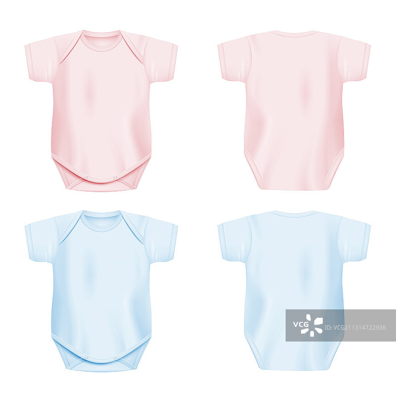 浅粉蓝色新生儿连体衣样机套装图片素材