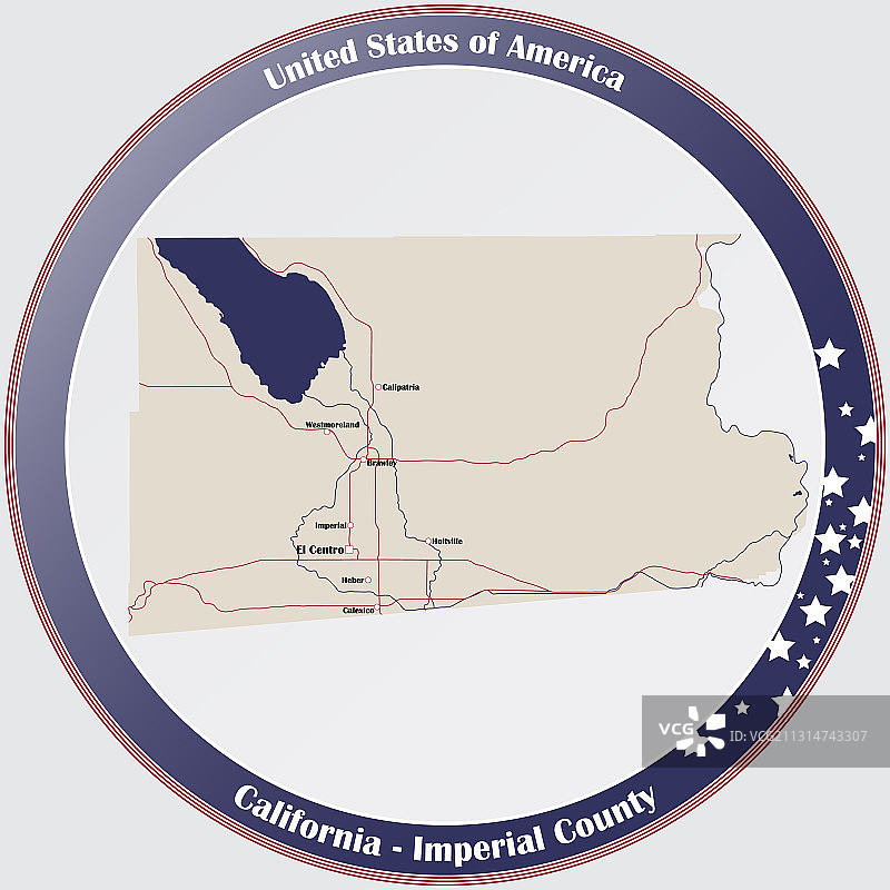 加利福尼亚州帝国县地图图片素材