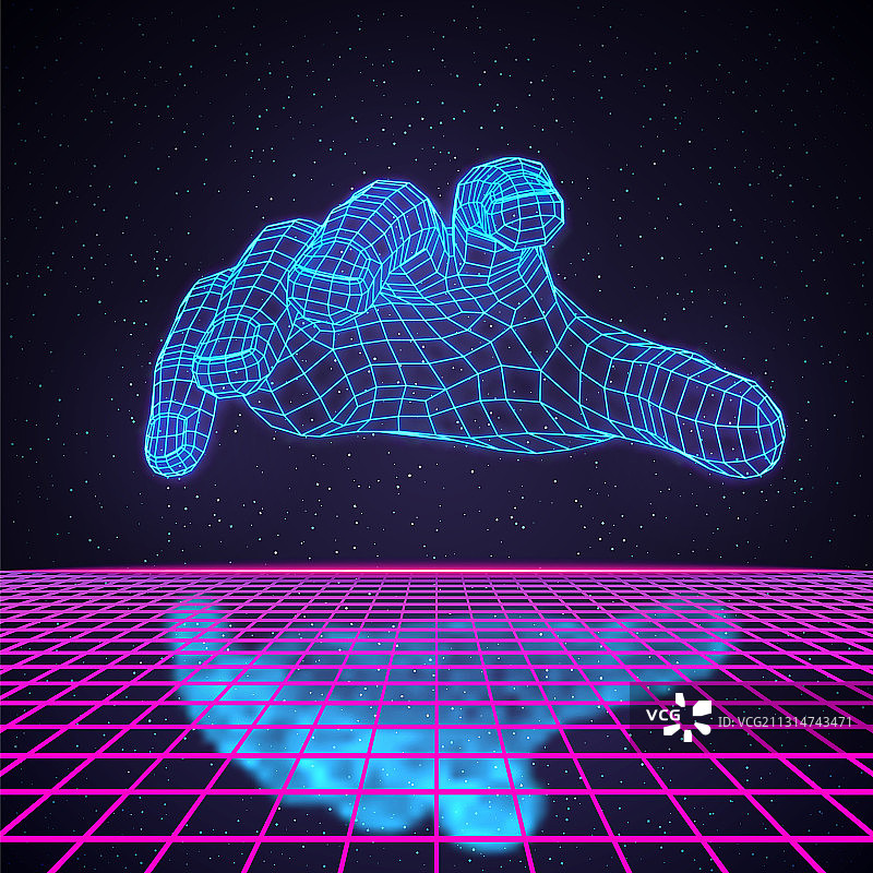 80年代复古未来主义深空设计多边形图片素材