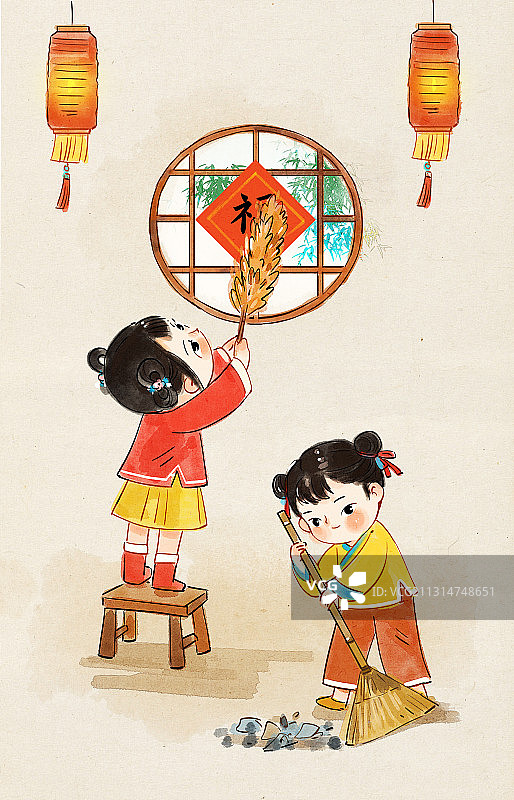 腊月二十四年俗插画图片素材