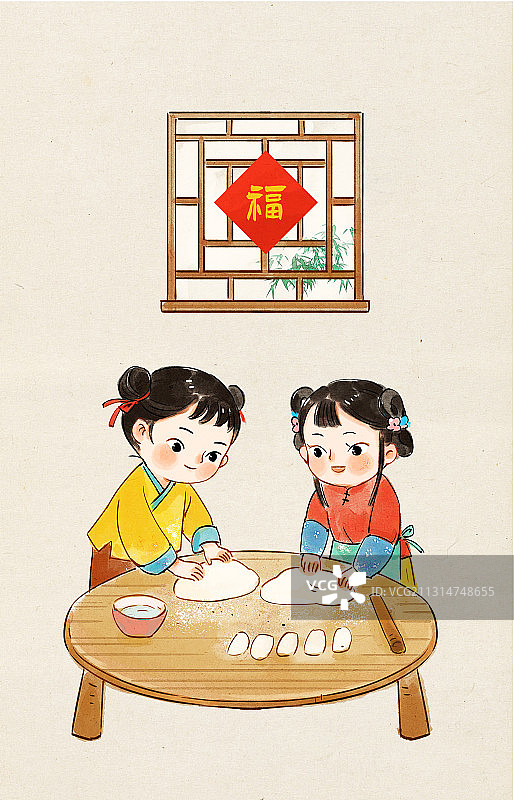 腊月二十八年俗插画图片素材