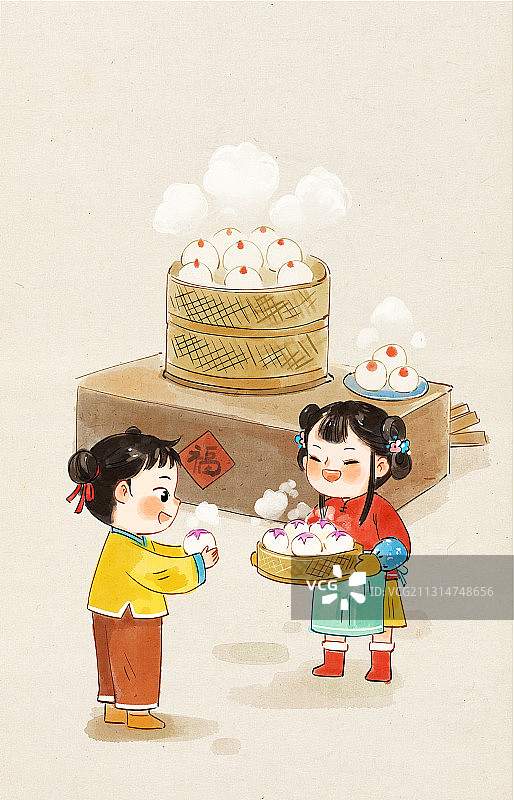 腊月二十九年俗插画图片素材